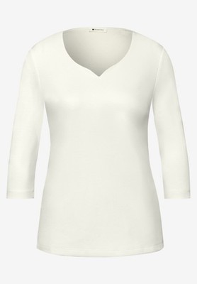 Street One Shirt Style Ada mit Herzausschnitt 3/4 in der Farbe cremeweiß