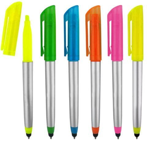 Marker With Pen And Stylus Combo With Chisel Tips, 5 Pack
