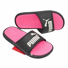 PUMA Cool Cat JR Sport Slides Sandal Flip Flops Black/Knockout Pink Size 3 Youth