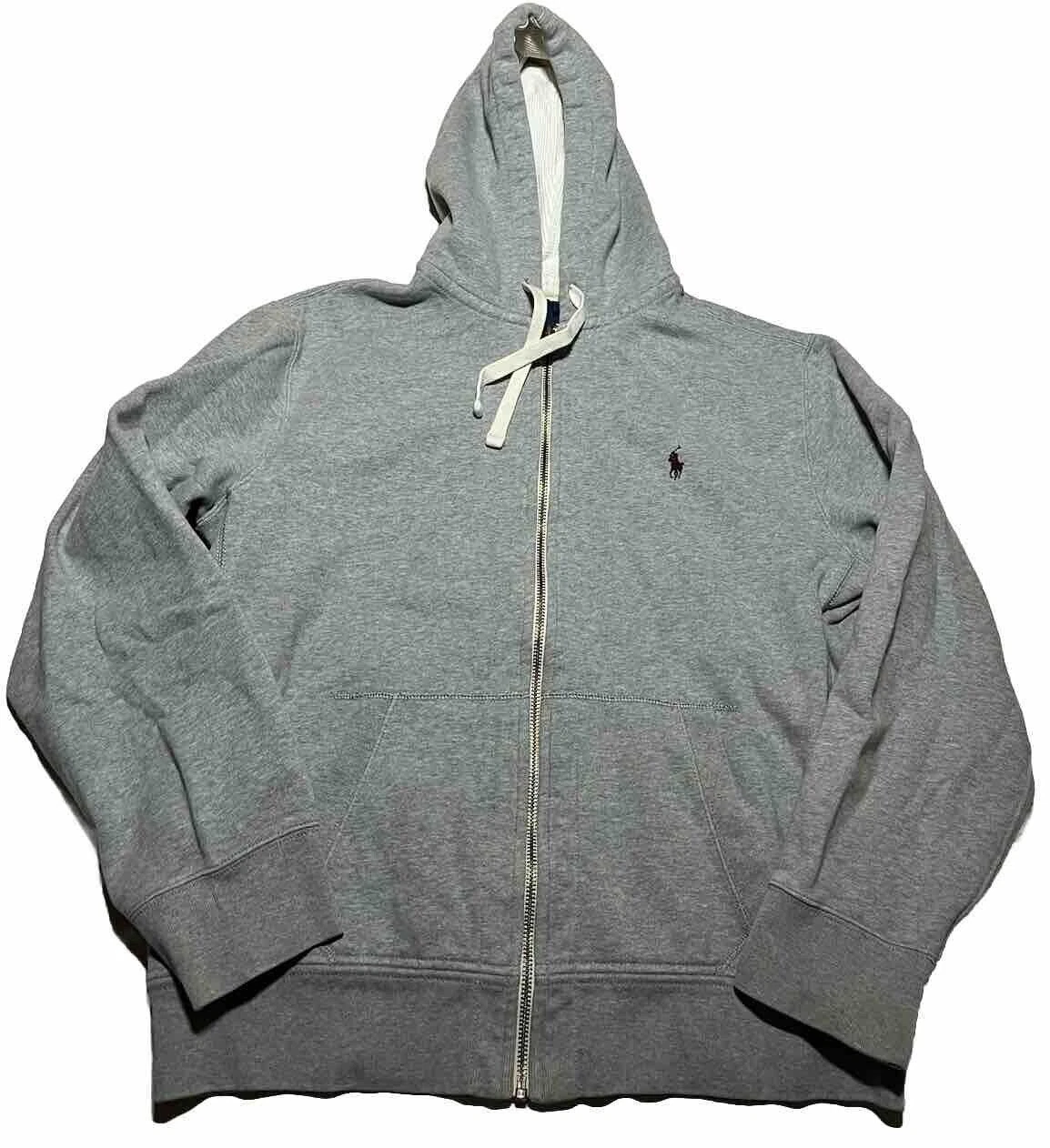 Polo Ralph Lauren Hoodie Thermal Sweatshirt Gray Men’s Size XL AI9