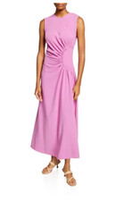 NEW Lela Rose Asymmetrical Ruched Midi Dress in Lilac Size 12 #DD55