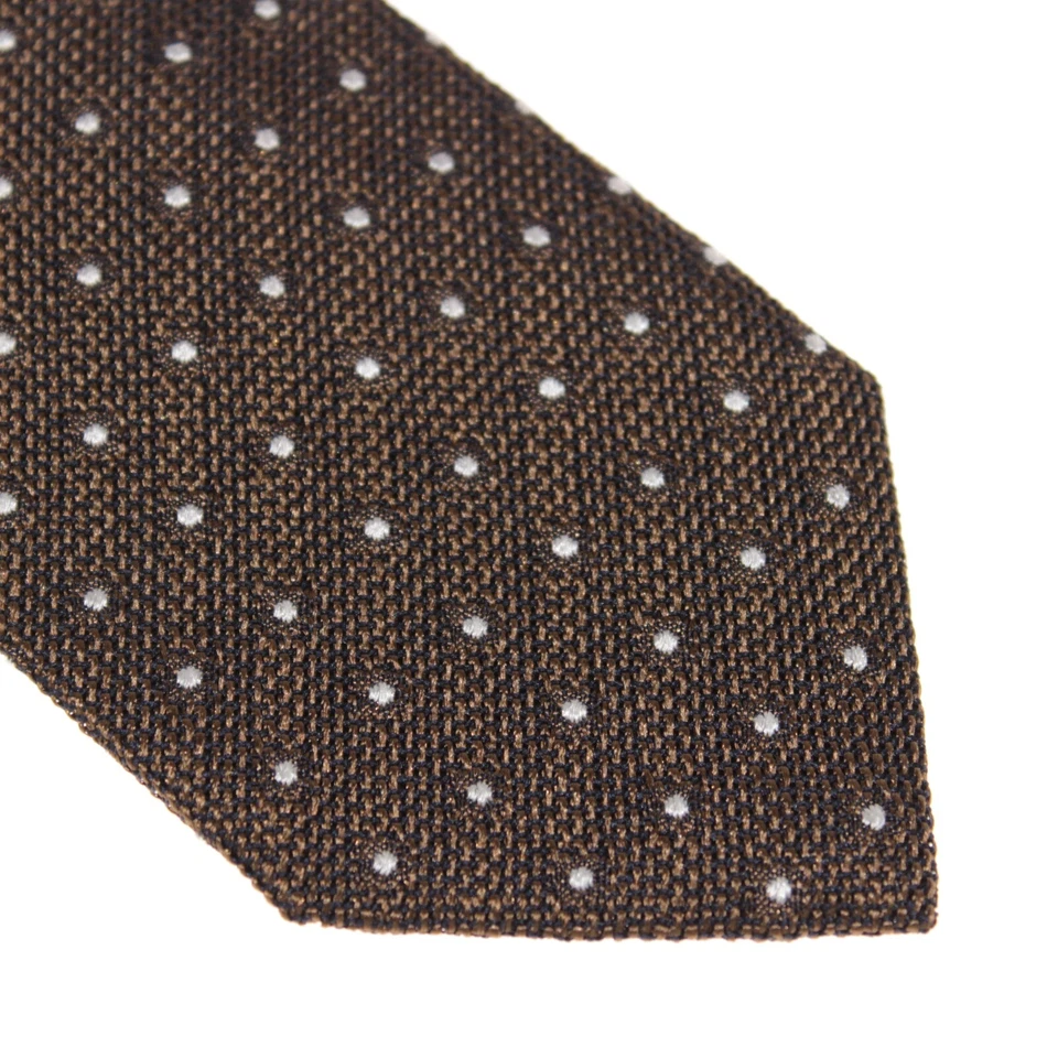 Corbata Tom Ford nueva con etiquetas en marrón y azul marino con lunares blancos 100 % seda Foto 2 de 4