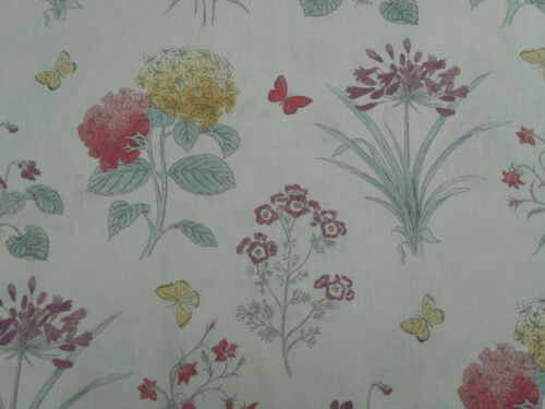 Sanderson Curtain Fabric 'Harebells & Violets' 3.8 METRES Peony/Bayleaf - Linen - Zdjęcie 1 z 7
