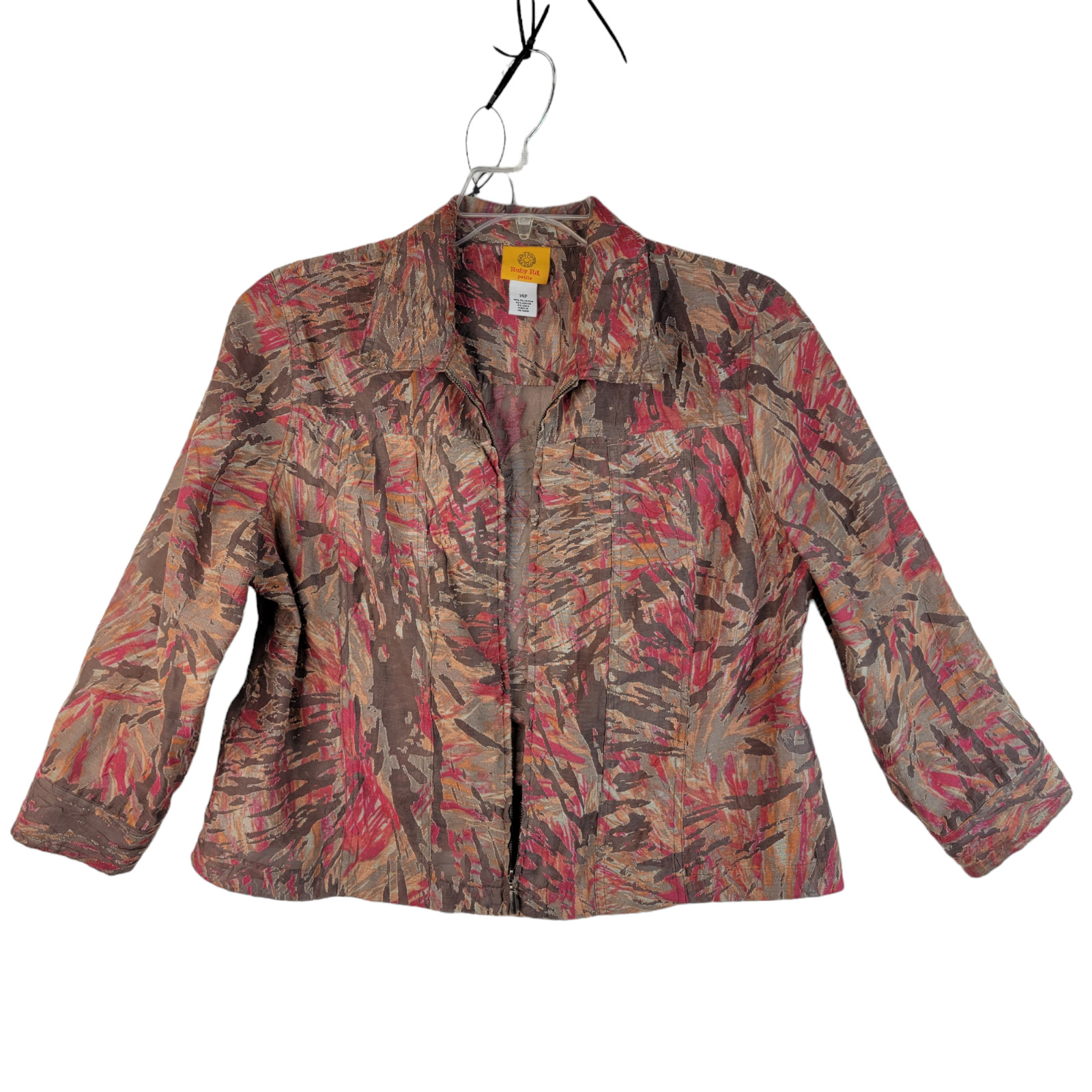 Ruby Rd Womens Multicolor Abstract Front Zip Jack… - image 1