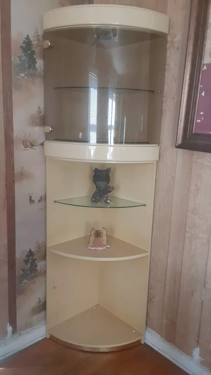 Used corner curio cabinet With Top Light
