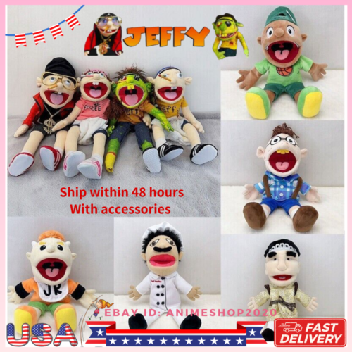 NEW Jeffy Hand Puppet Doll FEEBEE Chef Pee Pee Plush Doll Jackie Chu Puppet Gift