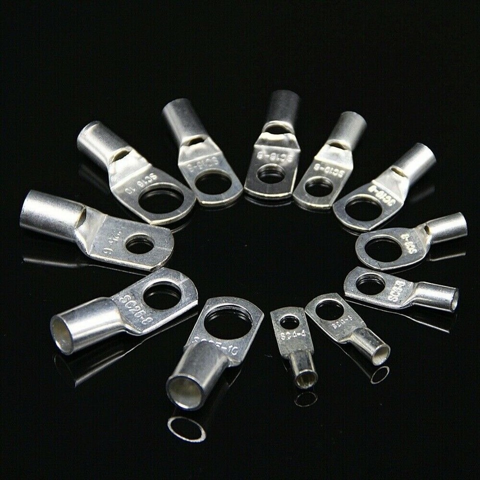 Wire Lugs 140-Piece Copper Ring Terminal Lug Kit - For Battery Welding, Crimping &amp; Electrical Connections Battery Terminal Copper