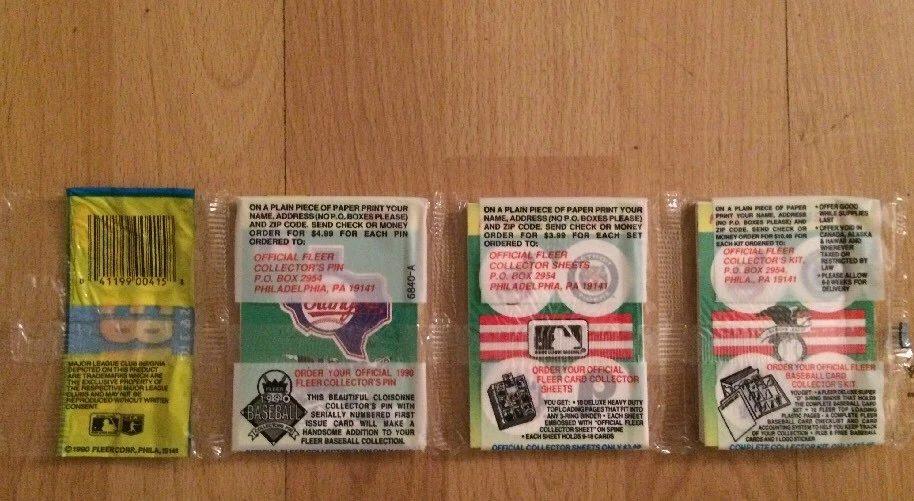 Paquete de tarjetas de béisbol Fleer 1990 Fred Lynn Rafael Belliard Darren Daulton Showing Foto 2 de 2