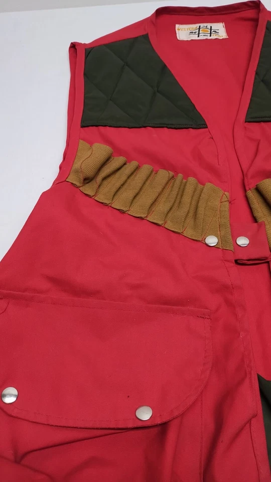 Vintage Western Trails Shooting Vest Men's Size Medium Red Padded Shoulders USA - Image 4 of 4