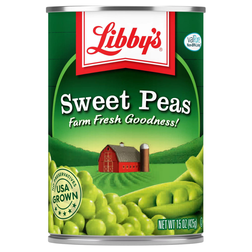 Libby's Canned Sweet Peas, 15 Oz, 12 Cans, All Natural, Quick and Easy