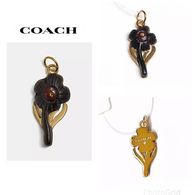 美品✨coach charm 5piece Black silver gold NWT COACH FLOWER CHARM 12K Gold Plated Brass/Wood For Necklace