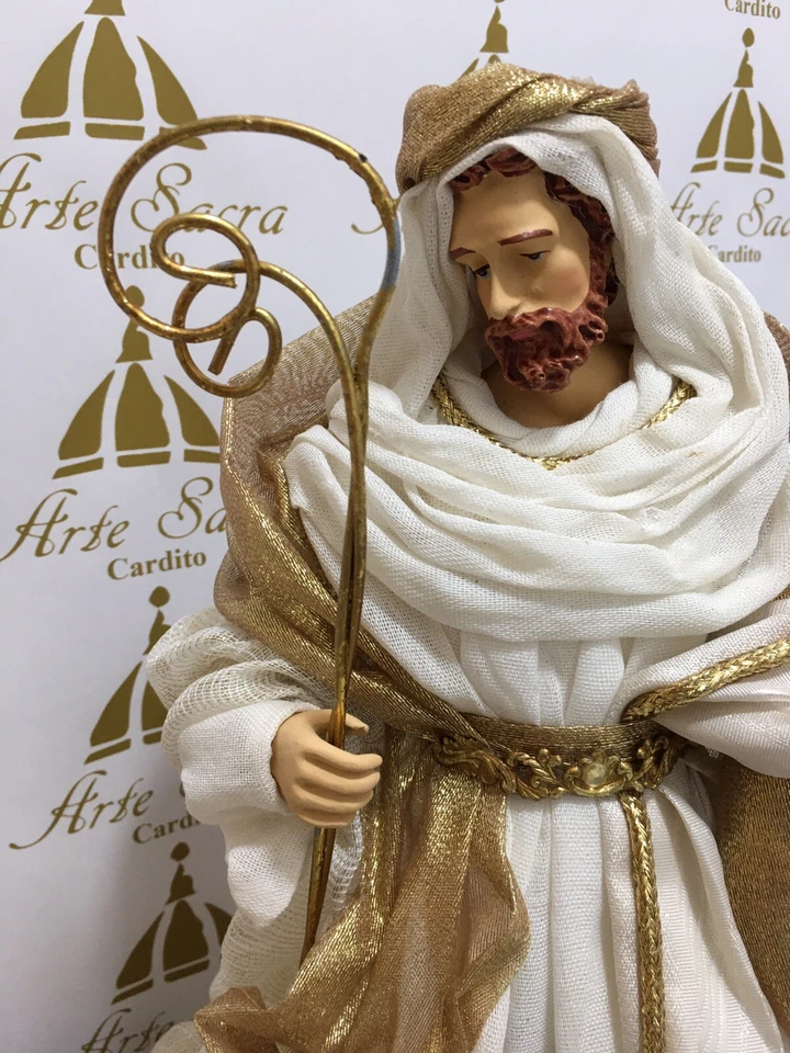Set Statue Natività Presepe Completo 6 Pezzi in resina vestita in stoffa 39 CM - Immagine 3 di 4