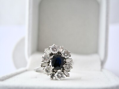 1.41ct Ring. BRILLIANT & DIAMONDS & 1.00ct. SAPPHIRES 585 /14K WHITE GOLD  