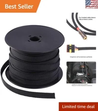 Flexible 100ft Braided PET Cable Sleeve 1/4 inch - Perfect for Home & Automotive