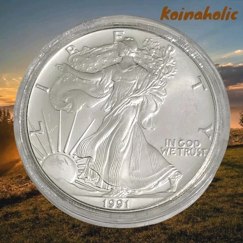 1991 $1 American Silver Eagle 1 Oz .999 silver Uncirculated, Major Eye Appeal