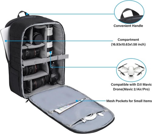 15-16 inch Camera Backpack Bag DSLR/SLR/Mirrorless Photography 3 Layers Tactical - Picture 158 of 163