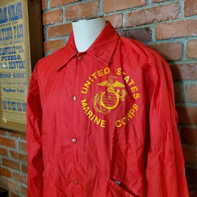 Vtg 90s USMC Harris United States Marine Corps Snap Button Windbreaker