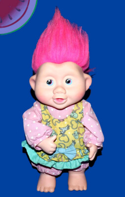 Vintage 1991 Magic TROLLS BABIES Vanessa Troll Doll by Applause 12  PINK Hair