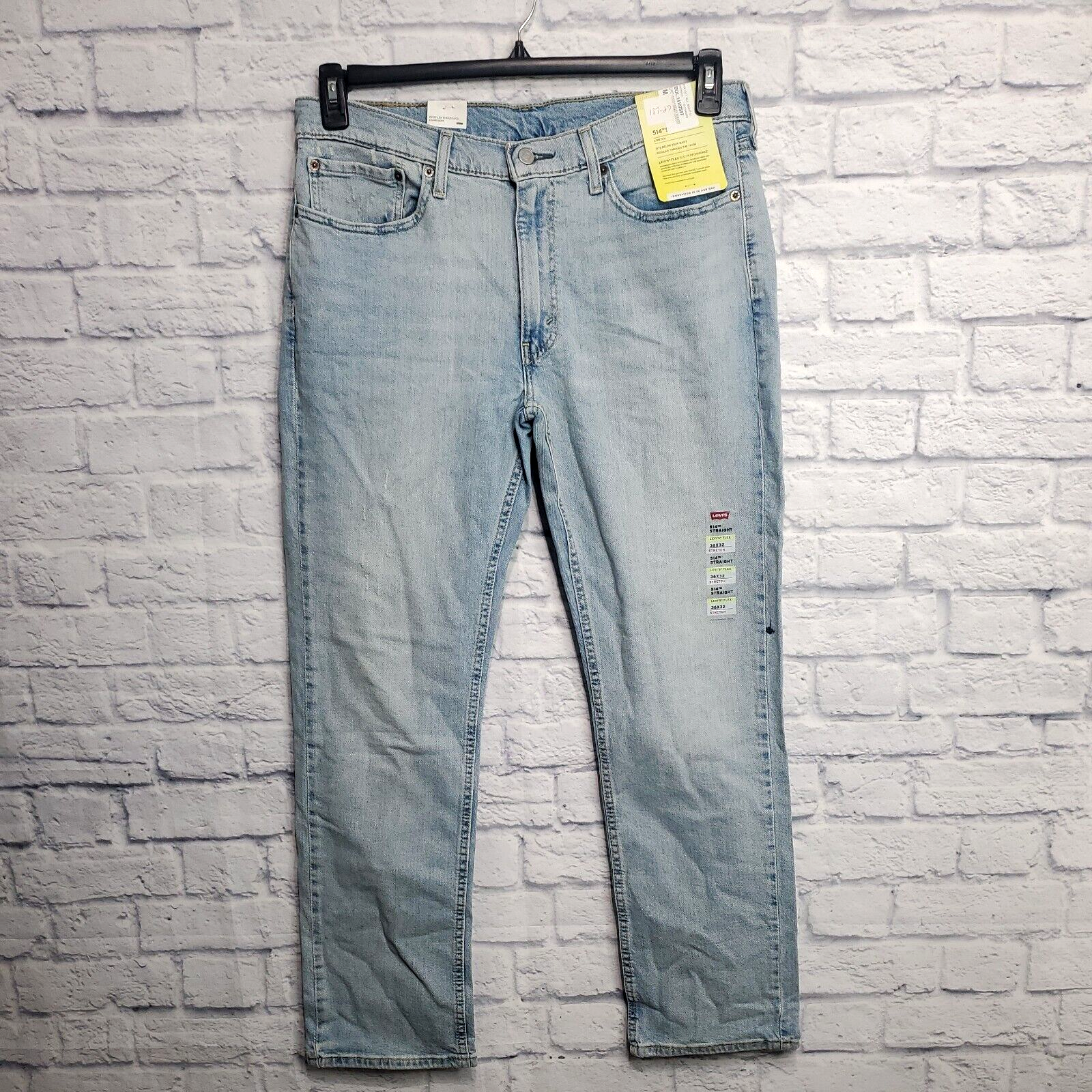 Levis 514 36x32 Jeans Mens Blue Lightwash Straight Fit Stretch Flex Eco New  195901308666 | eBay