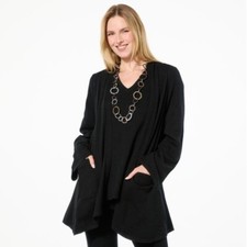 WynneLayers Kiss of Cashmere Side Drape Open Front Cardigan Size Medium Cozy NEW