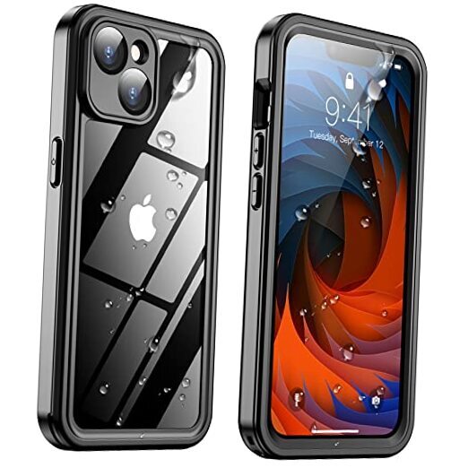 for iPhone 14 Case Waterproof,Built-in 9H Tempered Glass iPhone 14 6.1 Black