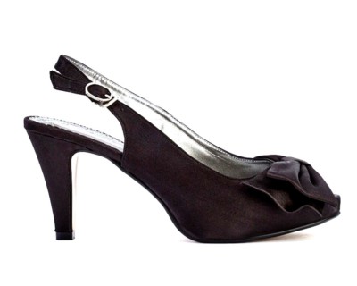 SIZE BLACK SATIN BOW PEEP TOE SLINGBACK SPECIAL OCCASION
