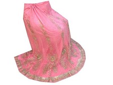 Om New Vintage Indian Wedding Hand Beaded Pink Lehenga,Blouse Unstitched LP81