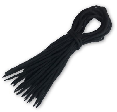 Schwarze Woll Dreadlocks - Handarbeit Double Ended DE Merinowolle Dread Extensions