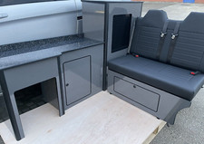 Camper van furniture kit with m1 tested bed and upholstery, VW T5-T6 , custom