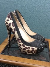 Penny Loves Kenny Leopard Print Faris Platform Pump High Heels with Studs, US 6M
