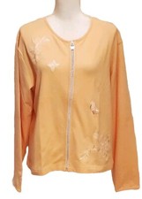 Vintage Erika Women’s Zip Up Cardigan. Sz Xl. Embroidered. Nwt. 95% Cotton