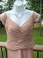 Cachet Gown Formal Chiffon 6 Plisse Bodice Off Shoulder Rhinestones Beads MOB/G