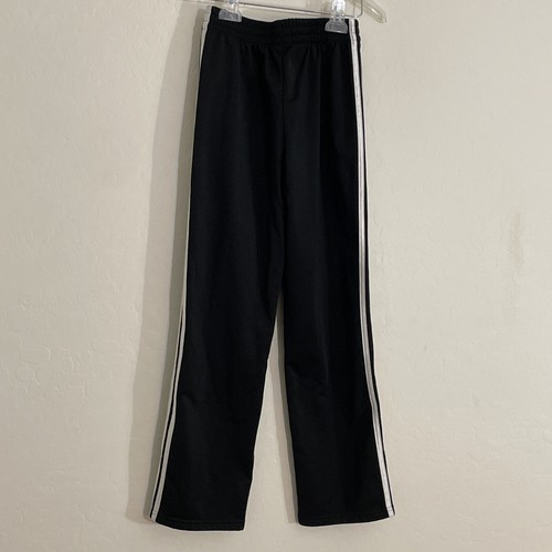 Adidas Youth M (10-12) Black White Three Striped Track Pants Joggers Polyester - Picture 6 of 6