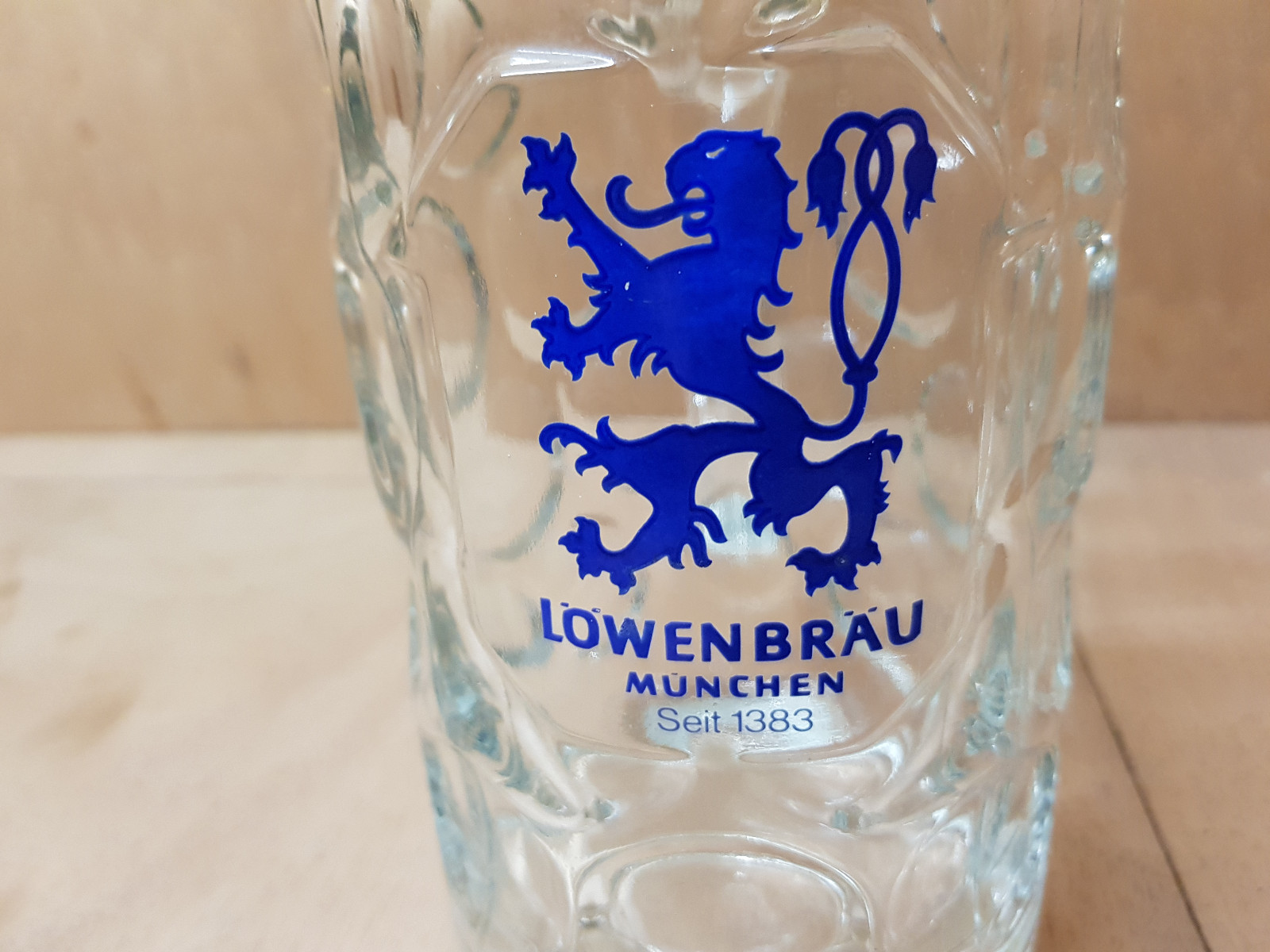 Gross Mug Glass 1 Litre Beer Lowenbrau Munchen Seit 1383 Collection