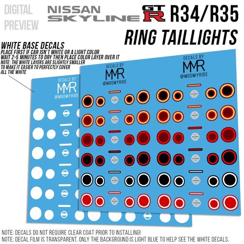 1/64 NISSAN GTR R34 Calcomanías de tobogán acuático personalizadas Faro Luz trasera R35 para Hot - Imagen 11 de 27