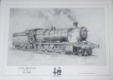 GWR 2-8-0 No 3802, Signed print from a pencil drawing