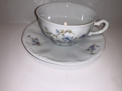 Kronester Bavaria China Tea Cup And Saucer Blue And Purple