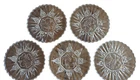 Set of 5 Vintage Federal Glass Clear Pioneer Intaglio 8" Salad or Luncheon Plate