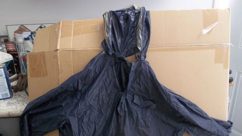 Traje de Lluvia Para Hombre Azul Medio, Golf/Camping Chaqueta Poncho Pantalones Traje Completo con Capucha Foto 3 de 4