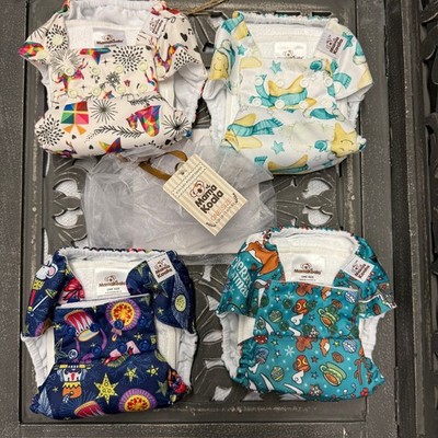 Mama Koala Set of Four Stay-Dry Reusable Cloth Pocket Diapers w/ Liners NEW