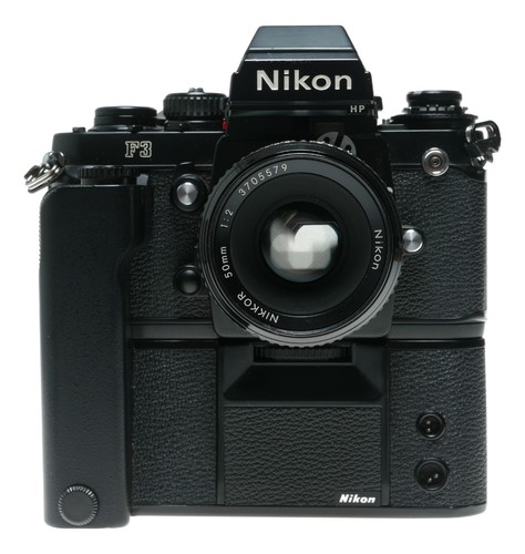 Nikon F3 Press HP 35mm film SLR camera Nikkor 1:2 50mm MD-4 Motor Drive