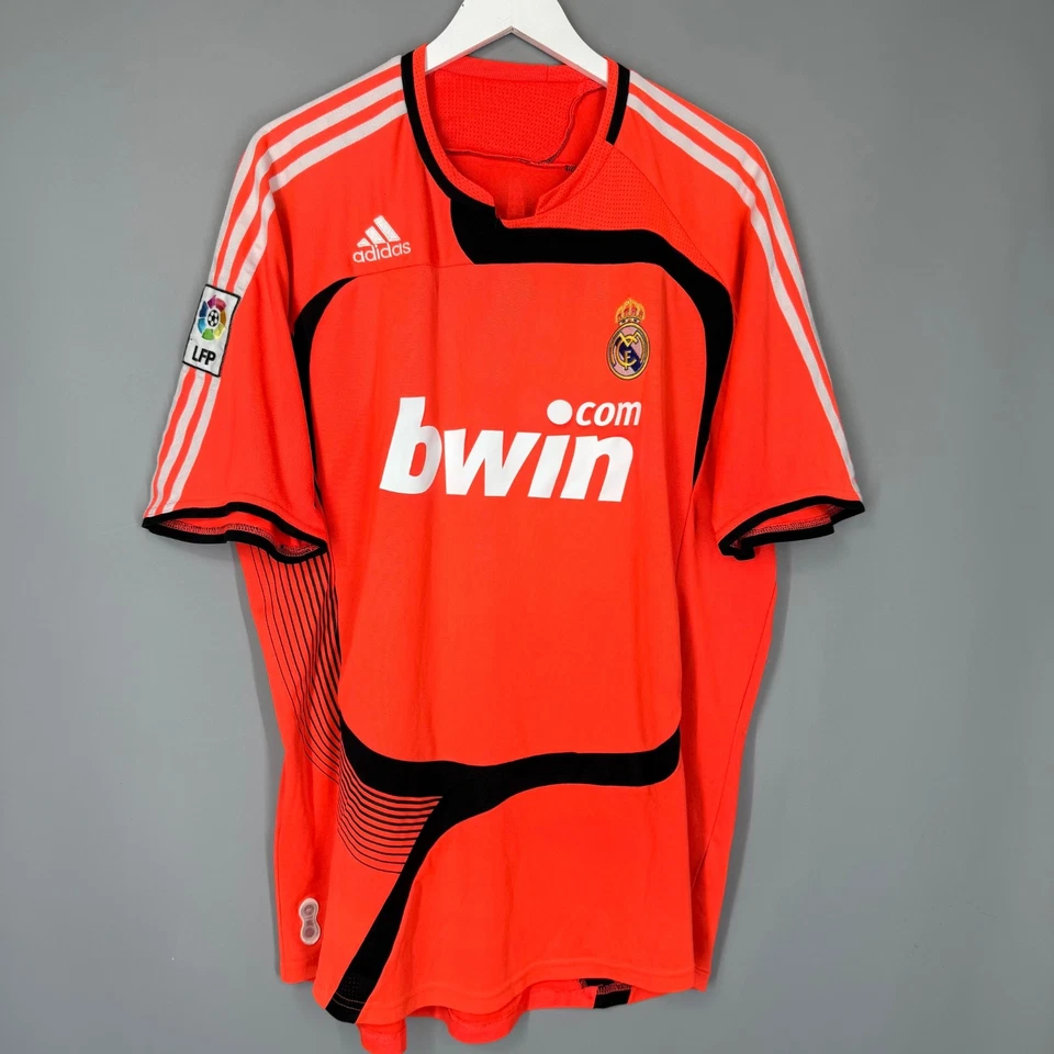 CAMISETA DE FUTBOL VISITANTE REAL MADRID 2007 2008 CAMISETA #1 CASILLAS TALLA XL Foto 2 de 4