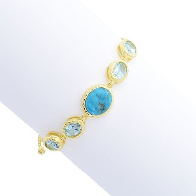 Elementar Edelsteine 18K vergoldet opak & facettiert Edelstein Bolo Armband