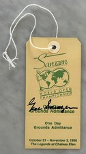 GENE SARAZEN AUTOGRAPH SIGNED 1996 SARAZEN WORLD OPEN CHAMPIONSHIP TICKET JSA