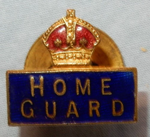 WW2 HG HOME GUARD MILITARY ENAMEL LAPEL BADGE - KINGS CROWN WORLD WAR II
