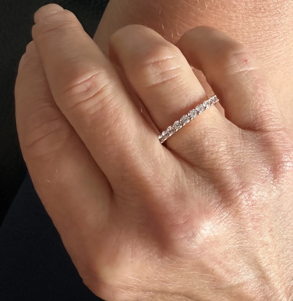 2,5 мм круглый CZ розового золота покрытием стек свадебное кольцо вечность 925 размер 10 - Изображение 3 из 4