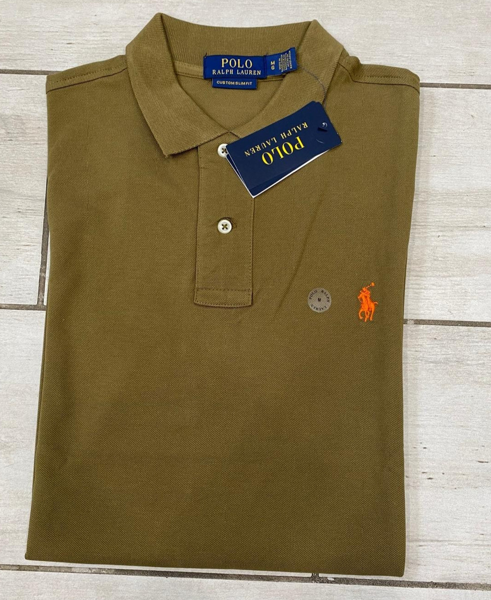 NWT Polo Ralph Lauren Men’s Custom Slim Fit Mesh Polo Shirt -Olive,White   S-2XL View 3