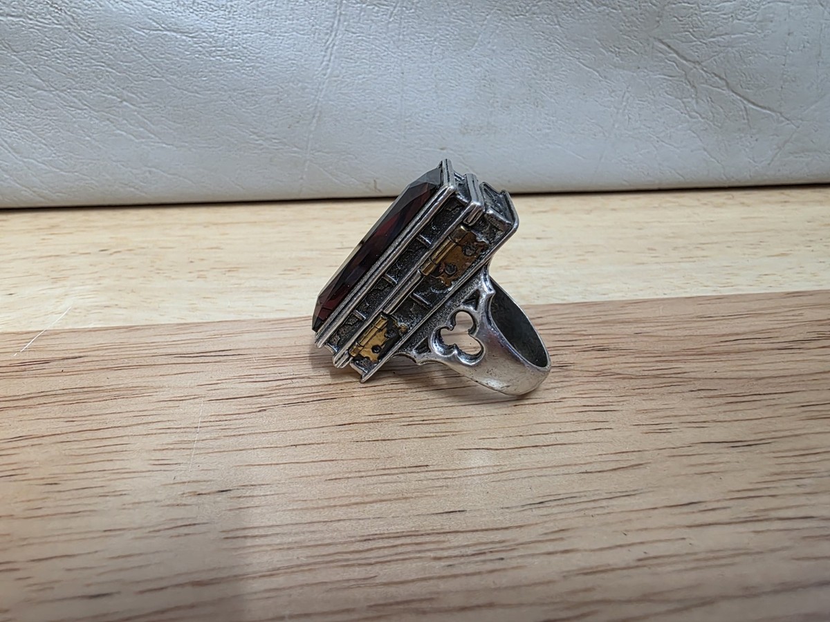 Pope Alexander Hinged Poison Casket Ring Pewter Coffin Alchemy