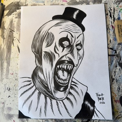 Terrifier Art The Clown NEW Horror Original drawing By Frank Forte RARE