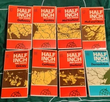 BARTHOLOMEW Half Inch Cloth Maps x8 1970s Scotland + Dornoch Firth Shetland ++++